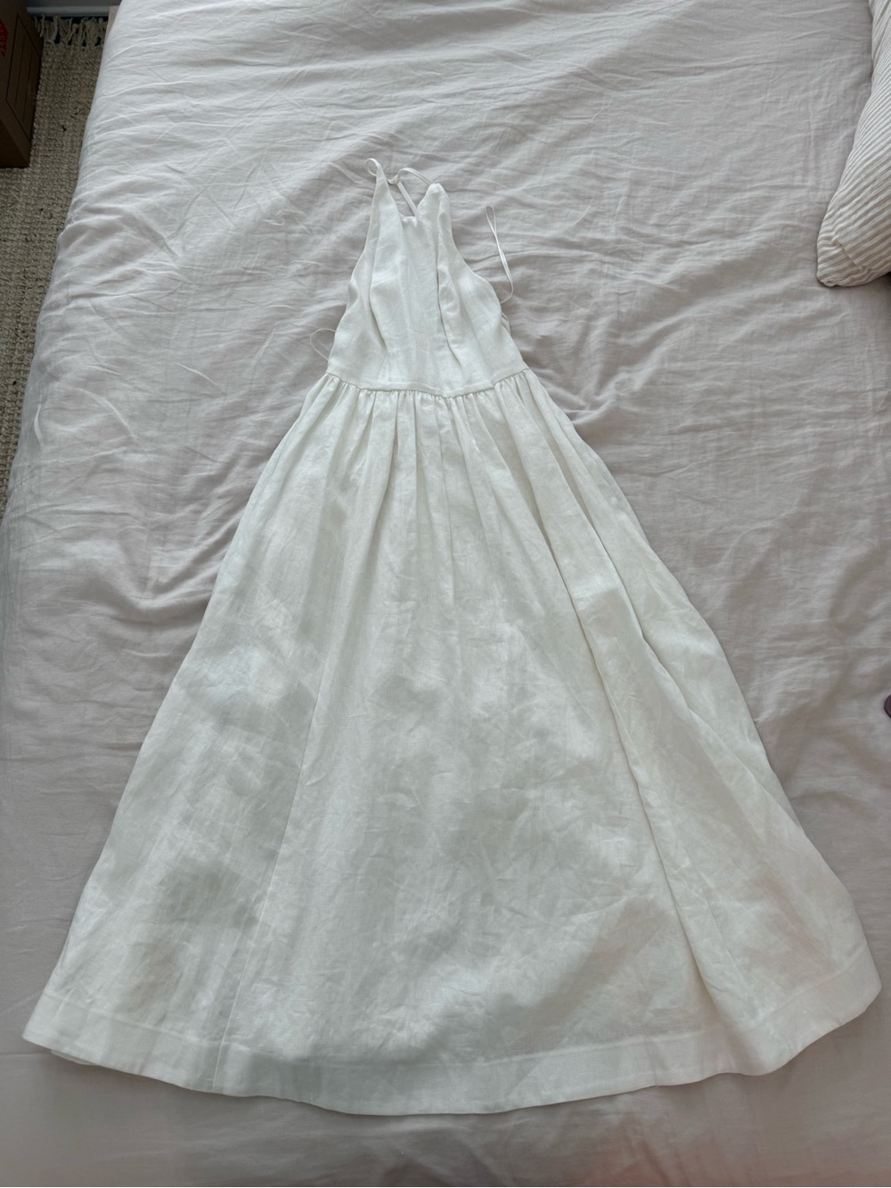 Reformation Percy White Linen Halter Maxi Dress